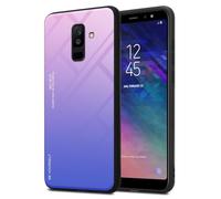 Cadorabo Custodia compatibile con Samsung Galaxy A6 PLUS 2018 in ROSA - BLU - Coperchio protettivo bicolore in silicone TPU e retro in vetro temperato