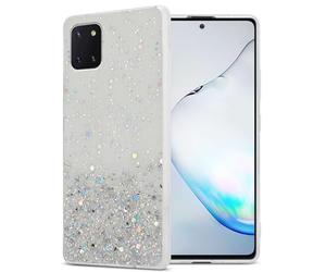 Cadorabo Custodia compatibile con Samsung Galaxy A81 / NOTE 10 LITE / M60s in Trasparente con Glitter - Coperchio protettivo in silicone TPU flessibile con glitter scintillanti