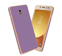 Cadorabo Custodia compatibile con Samsung Galaxy J3 2017 in Glossy Viola - Oro - Coperchio protettivo in silicone TPU flessibile e con protezione per la fotocamera