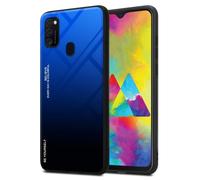 Cadorabo Custodia compatibile con Samsung Galaxy M21 / M30s in BLU - NERO - Coperchio protettivo bicolore in silicone TPU e retro in vetro temperato