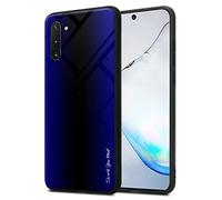 Cadorabo Custodia compatibile con Samsung Galaxy NOTE 10 - Ottica a strisce in COBALTO VIOLA - Coperchio protettivo in silicone TPU e retro in vetro temperato