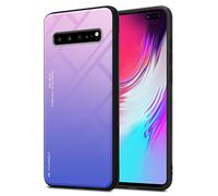 Cadorabo Custodia compatibile con Samsung Galaxy S10 5G in ROSA - BLU - Coperchio protettivo bicolore in silicone TPU e retro in vetro temperato