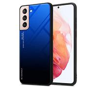 Cadorabo Custodia compatibile con Samsung Galaxy S21 5G in BLU - NERO - Coperchio protettivo bicolore in silicone TPU e retro in vetro temperato