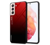 Cadorabo Custodia compatibile con Samsung Galaxy S21 5G in ROSSO - NERO - Coperchio protettivo bicolore in silicone TPU e retro in vetro temperato