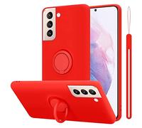 CADORABO in silicone TPU flessibile con anello Custodia per cellulare per Samsung Galaxy S21 PLUS, LIQUID ROSSO