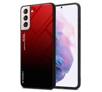Cadorabo Custodia compatibile con Samsung Galaxy S21 PLUS in ROSSO - NERO - Coperchio protettivo bicolore in silicone TPU e retro in vetro temperato