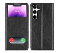 Cadorabo Custodia compatibile con Samsung Galaxy S24 in NERO COMETA - Coperchio protettivo con chiusura magnetica, funzione stand e 2 finestre di visualizzazione