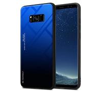 Cadorabo Custodia compatibile con Samsung Galaxy S8 in BLU - NERO - Coperchio protettivo bicolore in silicone TPU e retro in vetro temperato