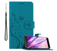 Cadorabo Custodia compatibile con Sony Xperia XA2 in BLU FIORE - Coperchio protettivo in design floreale con chiusura magnetica, funzione stand e slot per carte