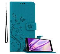 Cadorabo Custodia Libro compatibile con Honor 7X in BLU FIORE - in Design di Fiore con Chiusura Magnetica, Funzione Stand e 3 Vani di Carte - Portafoglio Cover Case Wallet Book Etui Protezione