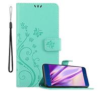 Cadorabo Custodia Libro compatibile con Honor 9 in TURCHESE FIORE - in Design di Fiore con Chiusura Magnetica, Funzione Stand e 3 Vani di Carte - Portafoglio Cover Case Wallet Book Etui Protezione