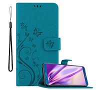Cadorabo Custodia Libro compatibile con Honor 9 LITE in BLU FIORE - in Design di Fiore con Chiusura Magnetica, Funzione Stand e 3 Vani di Carte - Portafoglio Cover Case Wallet Book Etui Protezione