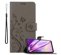Cadorabo Custodia Libro compatibile con Huawei P SMART 2020 in GRIGIO FIORE - in Design di Fiore con Chiusura Magnetica, Funzione Stand e 3 Vani di Carte - Cover Case Wallet Book Etui Protezione