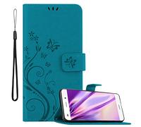 Cadorabo Custodia Libro compatibile con Huawei P8 LITE 2015 in BLU FIORE - in Design di Fiore con Chiusura Magnetica, Funzione Stand e 3 Vani di Carte - Cover Case Wallet Book Etui Protezione