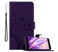 Cadorabo Custodia Libro compatibile con Huawei P9 PLUS in LILLA SCURO FIORE - in Design di Fiore con Chiusura Magnetica, Funzione Stand e 3 Vani di Carte - Cover Case Wallet Book Etui Protezione