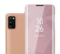 Cadorabo Custodia Libro compatibile con Samsung Galaxy A41 in KUNZIT ROSA - Clear View Mirror - Ultra Sottile Custodia con Funzione di Supporto Protezione a 360 Gradi Stile Pieghevole