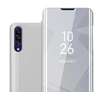 Cadorabo Custodia Libro compatibile con Samsung Galaxy A50 / A30s / A50s in AGATA ARGENTO - Clear View Mirror - Ultra Sottile Custodia con Funzione di Supporto Protezione a 360 Gradi Stile Pieghevole