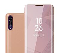 Cadorabo Custodia Libro compatibile con Samsung Galaxy A50 / A30s / A50s in KUNZIT ROSA - Clear View Mirror - Ultra Sottile Custodia con Funzione di Supporto Protezione a 360 Gradi Stile Pieghevole