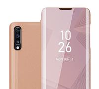 Cadorabo Custodia Libro compatibile con Samsung Galaxy A70 / A70s in KUNZIT ROSA - Clear View Mirror - Ultra Sottile Custodia con Funzione di Supporto Protezione a 360 Gradi Stile Pieghevole