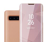Cadorabo Custodia Libro compatibile con Samsung Galaxy S10 PLUS in KUNZIT ROSA - Clear View Mirror - Ultra Sottile Custodia con Funzione di Supporto Protezione a 360 Gradi Stile Pieghevole
