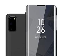 Cadorabo Custodia Libro compatibile con Samsung Galaxy S20 in TORMALINA NERA - Clear View Mirror - Ultra Sottile Custodia con Funzione di Supporto Protezione a 360 Gradi Stile Pieghevole