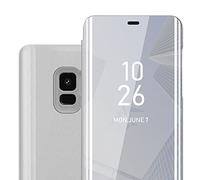 Cadorabo Custodia Libro compatibile con Samsung Galaxy S9 in AGATA ARGENTO - Clear View Mirror - Ultra Sottile Custodia con Funzione di Supporto Protezione a 360 Gradi Stile Pieghevole