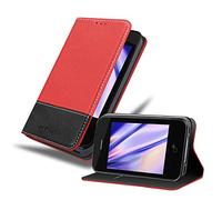 Cadorabo Custodia Libro per Apple iPhone 4 / iPhone 4S in Rosso Nero - con Vani di Carte, Funzione Stand e Chiusura Magnetica - Portafoglio Cover Case Wallet Book Etui Protezione