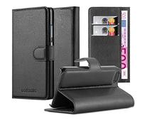 Cadorabo Custodia Libro per Apple iPhone 5 / iPhone 5S / iPhone SE in Nero Carbone - con Vani di Carte, Funzione Stand e Chiusura Magnetica - Portafoglio Cover Case Wallet Book Etui Protezione