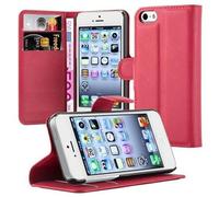 Cadorabo Custodia Libro per Apple iPhone 5 / iPhone 5S / iPhone SE in Rosso Carminio - con Vani di Carte, Funzione Stand e Chiusura Magnetica - Portafoglio Cover Case Wallet Book Etui Protezione