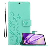 Cadorabo Custodia Libro per Honor 10 Lite/P Smart 2019 in TURCHESE FIORE - in Design di Fiore con Chiusura Magnetica, Funzione Stand e 3 Vani di Carte - Portafoglio Cover Case Wallet Book Etui