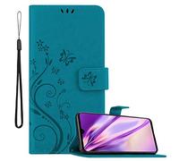 Cadorabo Custodia Libro per Huawei MATE 20 in BLU FIORE - in Design di Fiore con Chiusura Magnetica, Funzione Stand e 3 Vani di Carte - Portafoglio Cover Case Wallet Book Etui Protezione
