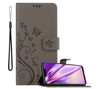Cadorabo Custodia Libro per Huawei MATE 20 LITE in GRIGIO FIORE - in Design di Fiore con Chiusura Magnetica, Funzione Stand e 3 Vani di Carte - Portafoglio Cover Case Wallet Book Etui Protezione