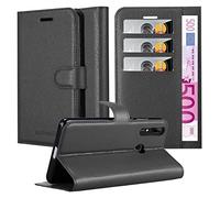 Cadorabo Custodia Libro per Huawei P SMART Z in NERO CARBONE - con Vani di Carte, Funzione Stand e Chiusura Magnetica - Portafoglio Cover Case Wallet Book Etui Protezione