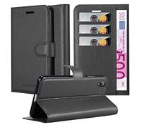 Cadorabo Custodia Libro per Huawei Y5 2019 in NERO CARBONE - con Vani di Carte, Funzione Stand e Chiusura Magnetica - Portafoglio Cover Case Wallet Book Etui Protezione