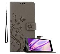 Cadorabo Custodia Libro per Huawei Y5 Prime/Y5 2018 in GRIGIO FIORE - in Design di Fiore con Chiusura Magnetica, Funzione Stand e 3 Vani di Carte - Portafoglio Cover Case Wallet Book Etui Protezione