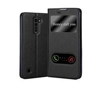 Cadorabo Custodia Libro per LG K10 2016 in NERO COMETA - con Funzione Stand e Chiusura Magnetica - Portafoglio Cover Case Wallet Book Etui Protezione