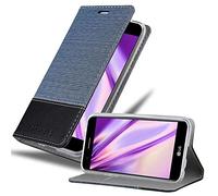 Cadorabo Custodia Libro per LG K10 2017 in AZZURRO SCURO NERO - con Vani di Carte, Funzione Stand e Chiusura Magnetica - Portafoglio Cover Case Wallet Book Etui Protezione