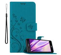 Cadorabo Custodia Libro per LG K8 2017 Eu in BLU FIORE - in Design di Fiore con Chiusura Magnetica, Funzione Stand e 3 Vani di Carte - Portafoglio Cover Case Wallet Book Etui Protezione