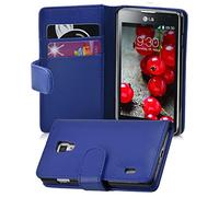 Cadorabo Custodia Libro per LG OPTIMUS L7 II in BLU MARINA - con Vani di Carte e Funzione Stand di Similpelle Strutturata - Portafoglio Cover Case Wallet Book Etui Protezione