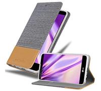 Cadorabo Custodia Libro per LG STYLUS 2 in GRIGIO CHIARO MARRONE - con Vani di Carte, Funzione Stand e Chiusura Magnetica - Portafoglio Cover Case Wallet Book Etui Protezione