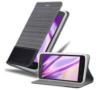 Cadorabo Custodia Libro per Motorola MOTO C PLUS in GRIGIO NERO - con Vani di Carte, Funzione Stand e Chiusura Magnetica - Portafoglio Cover Case Wallet Book Etui Protezione