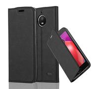 Cadorabo Custodia Libro per Motorola MOTO E4 in NERO DI NOTTE - con Vani di Carte, Funzione Stand e Chiusura Magnetica - Portafoglio Cover Case Wallet Book Etui Protezione