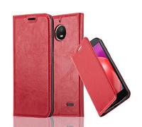 Cadorabo Custodia Libro per Motorola MOTO E4 in ROSSO MELA - con Vani di Carte, Funzione Stand e Chiusura Magnetica - Portafoglio Cover Case Wallet Book Etui Protezione