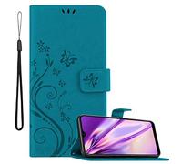 Cadorabo Custodia Libro per Samsung Galaxy A10 in BLU FIORE - in Design di Fiore con Chiusura Magnetica, Funzione Stand e 3 Vani di Carte - Portafoglio Cover Case Wallet Book Etui Protezione