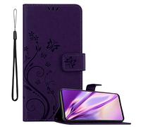 Cadorabo Custodia Libro per Samsung Galaxy A71 in LILLA SCURO FIORE - in Design di Fiore con Chiusura Magnetica, Funzione Stand e 3 Vani di Carte - Portafoglio Cover Case Wallet Book Etui Protezione