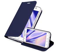Cadorabo Custodia Libro per Samsung Galaxy J5 2015 in Classy Blu Scuro - con Vani di Carte, Funzione Stand e Chiusura Magnetica - Portafoglio Cover Case Wallet Book Etui Protezione
