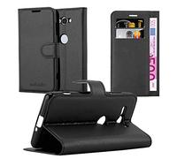 Cadorabo Custodia Libro per Sony Xperia XZ2 Compact in NERO CARBONE - con Vani di Carte, Funzione Stand e Chiusura Magnetica - Portafoglio Cover Case Wallet Book Etui Protezione