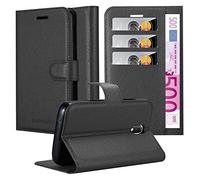 Cadorabo Custodia Libro per WIKO SUNNY 3 MINI in NERO CARBONE - con Vani di Carte, Funzione Stand e Chiusura Magnetica - Portafoglio Cover Case Wallet Book Etui Protezione