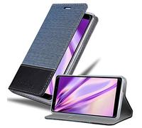 Cadorabo Custodia Libro per WIKO VIEW GO in AZZURRO SCURO NERO - con Vani di Carte, Funzione Stand e Chiusura Magnetica - Portafoglio Cover Case Wallet Book Etui Protezione