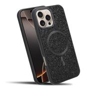 Cadorabo Custodia per Apple iPhone 16 Pro Max, con brillantini, compatibile con MagSafe in nero, magnetica, con brillantini per Apple iPhone 16 PRO MAX, antiurto, con diamanti